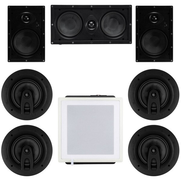 7.1 Home Theater Speaker Bundle Three InWall Speakers + Four Ceiling